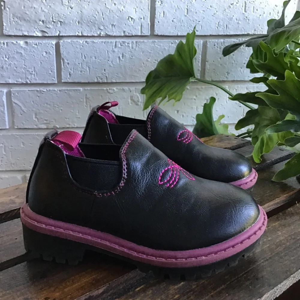Western Chief Black Pink Toddler Rameos Low Ankle Boots Booties
